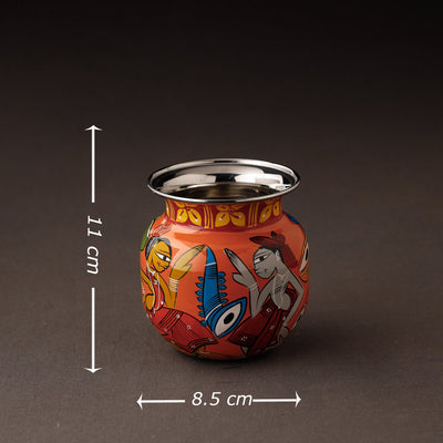Bengal Patua Handpainted Stainless Steel Lota / Kalash / Container
