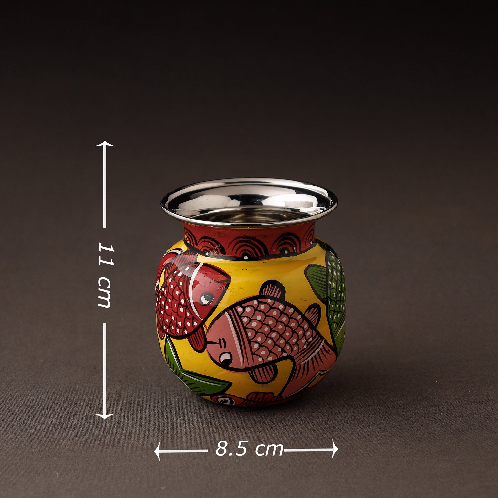 Bengal Patua Handpainted Stainless Steel Lota / Kalash / Container