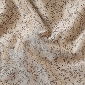 Beige - Pedana Kalamkari Block Printing Chanderi Silk Fabric