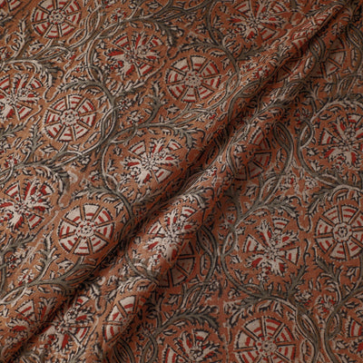 Brown - Kalamkari Block Printed Cotton Fabric