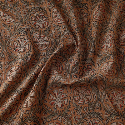 Brown - Kalamkari Block Printed Cotton Fabric