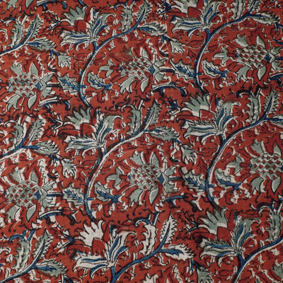 Brown - Kalamkari Block Printed Cotton Fabric