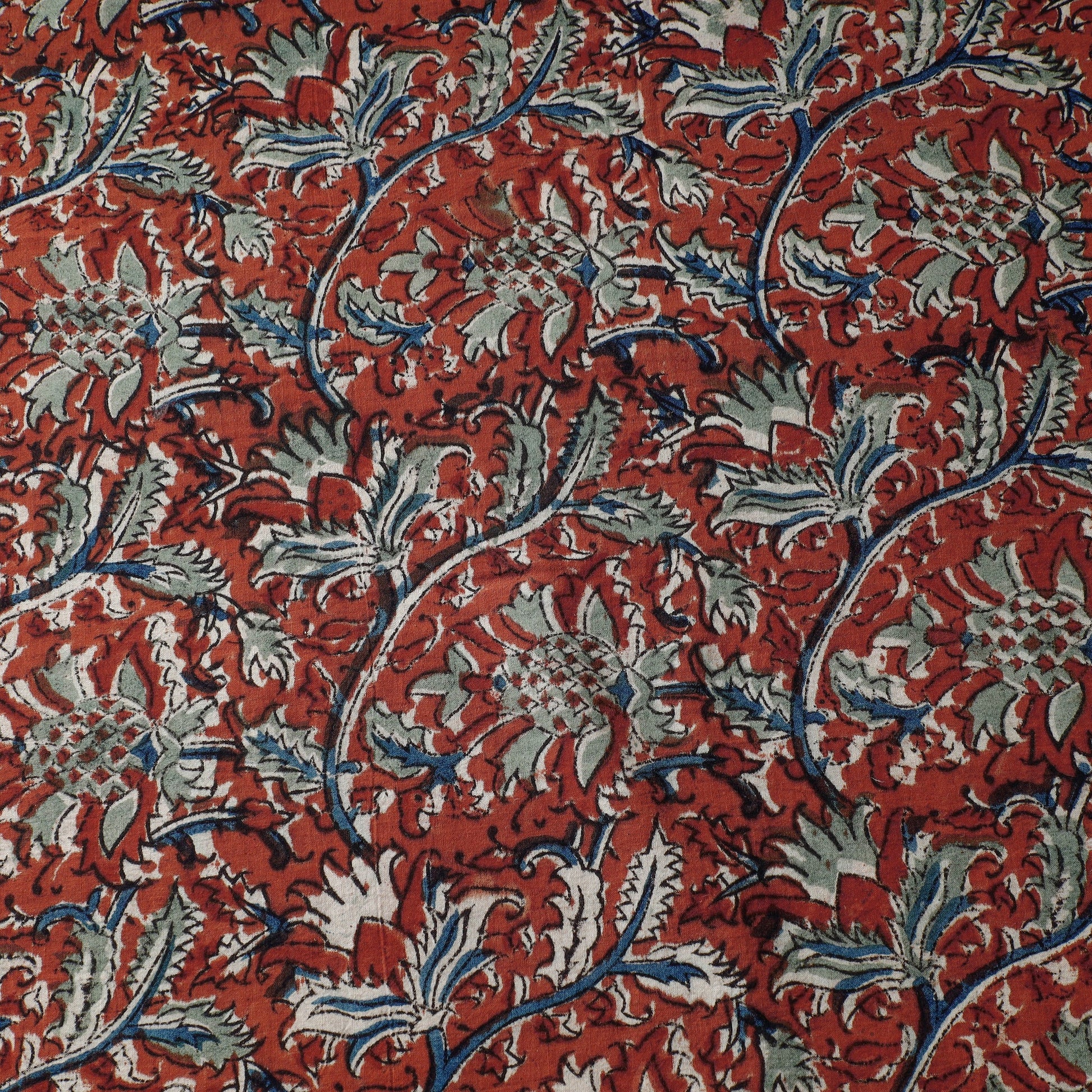 Brown - Kalamkari Block Printed Cotton Fabric