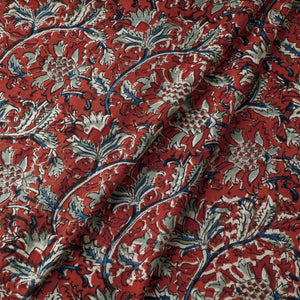 Brown - Kalamkari Block Printed Cotton Fabric