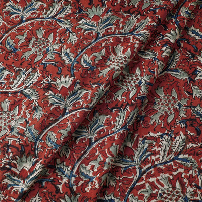 Brown - Kalamkari Block Printed Cotton Fabric
