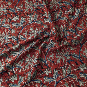 Brown - Kalamkari Block Printed Cotton Fabric