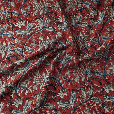 Brown - Kalamkari Block Printed Cotton Fabric