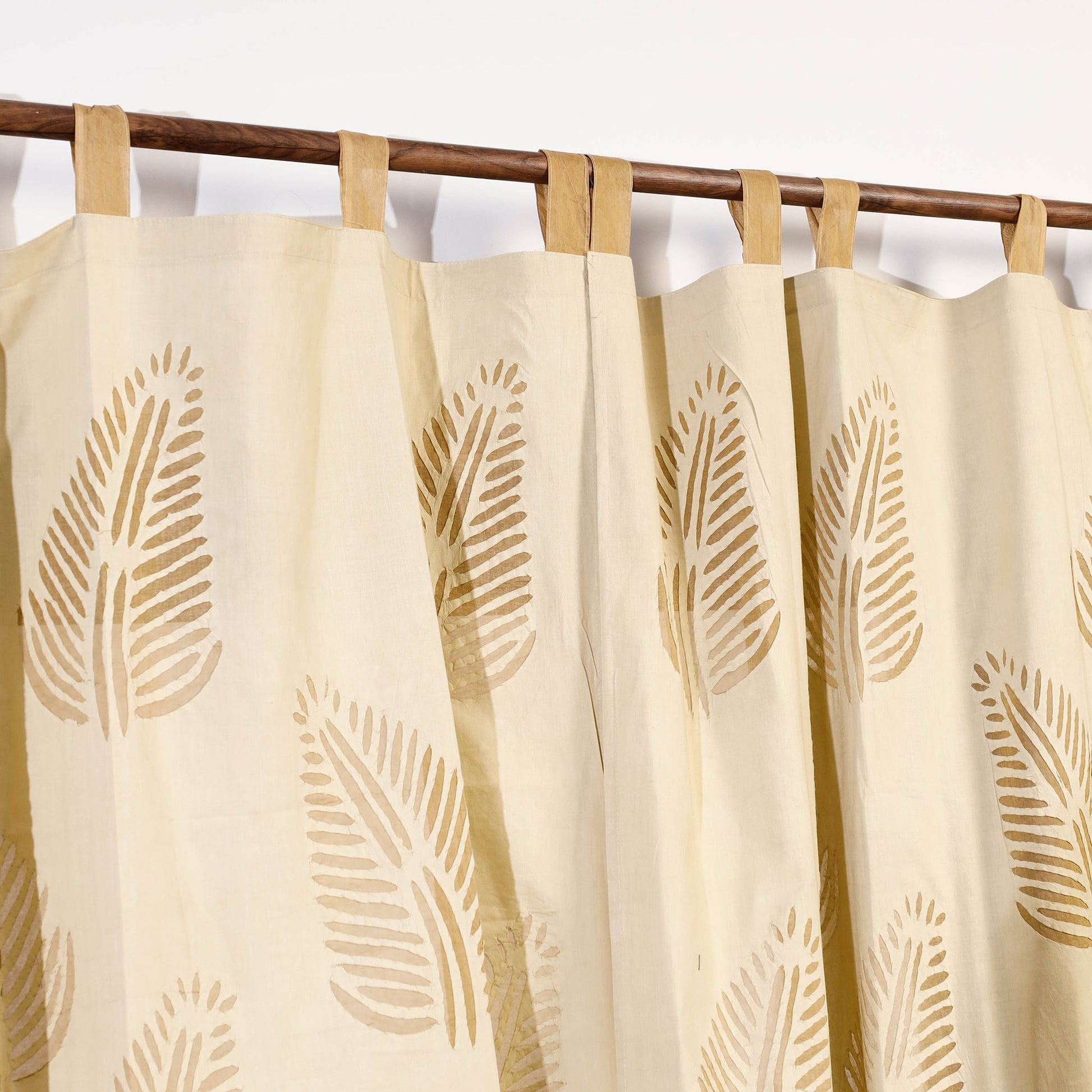 Beige - Leaves Cutwork Cotton Barmer Applique Door Curtain