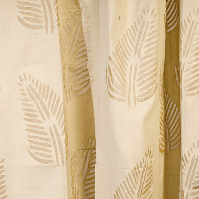 Beige - Leaves Cutwork Cotton Barmer Applique Door Curtain