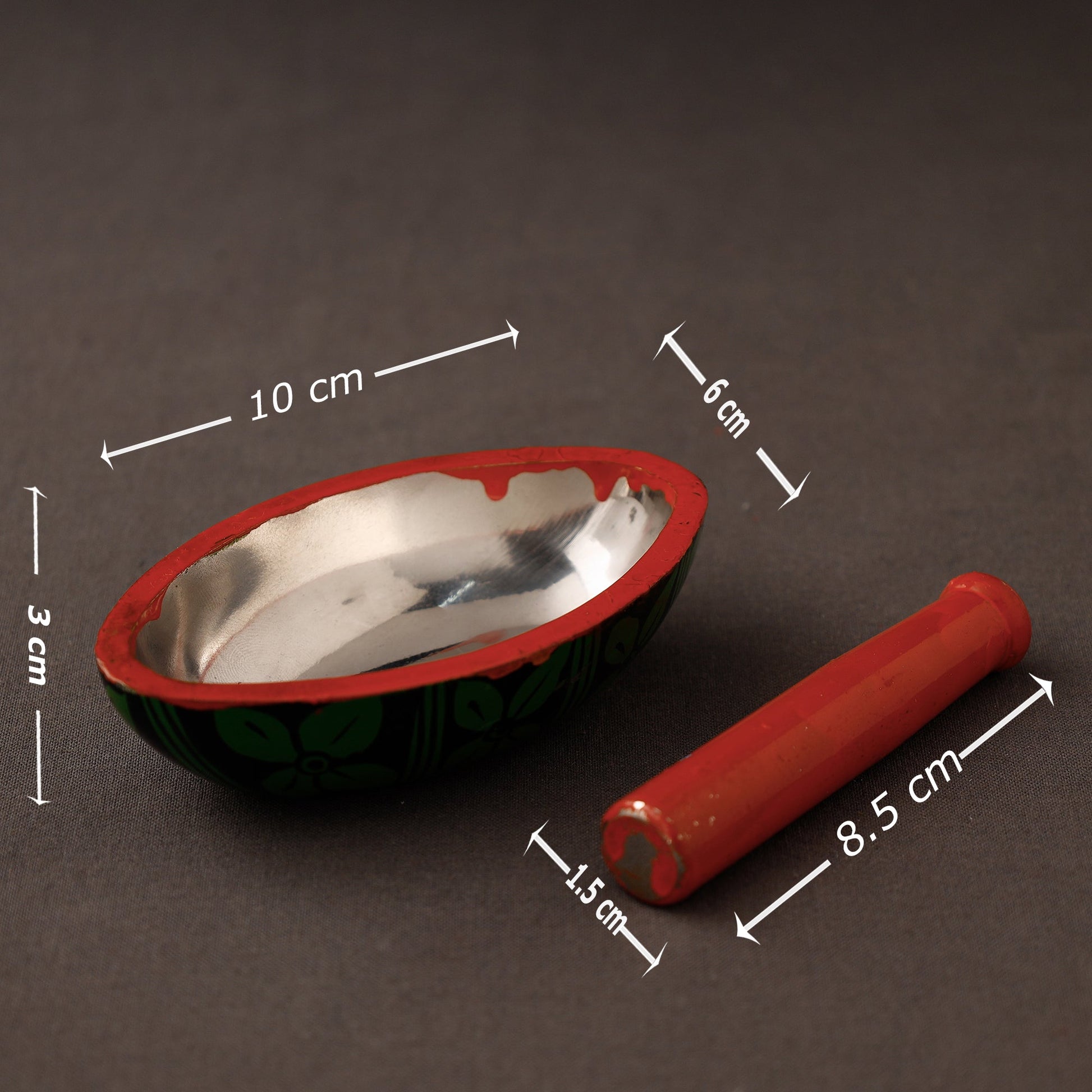 Bengal Patua Handpainted Mortar and Pestle Set 03