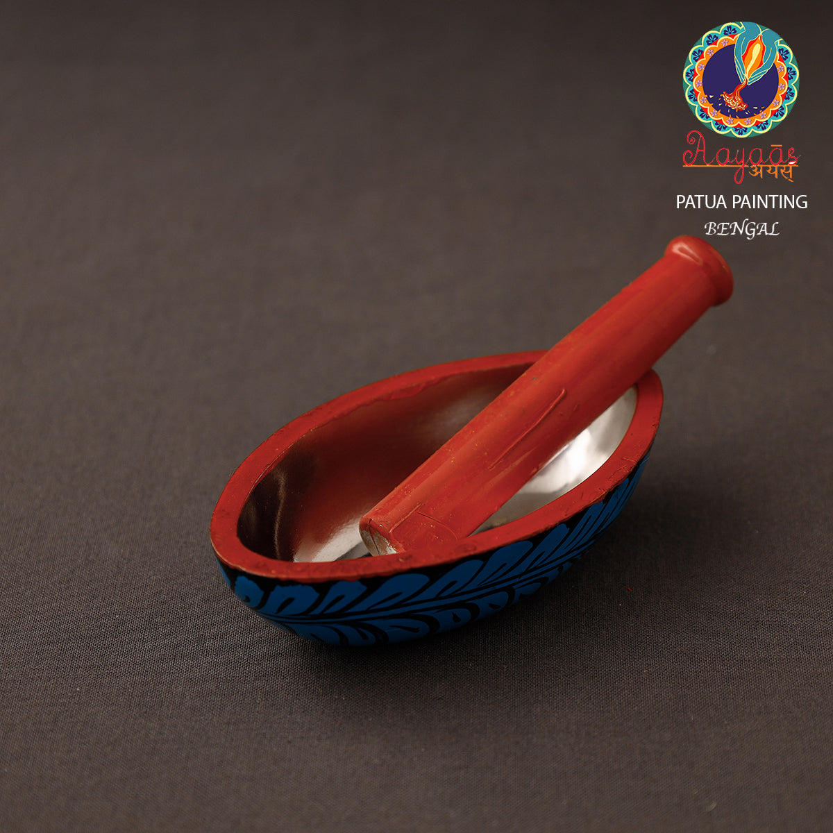 Bengal Patua Handpainted Mortar and Pestle Set 02