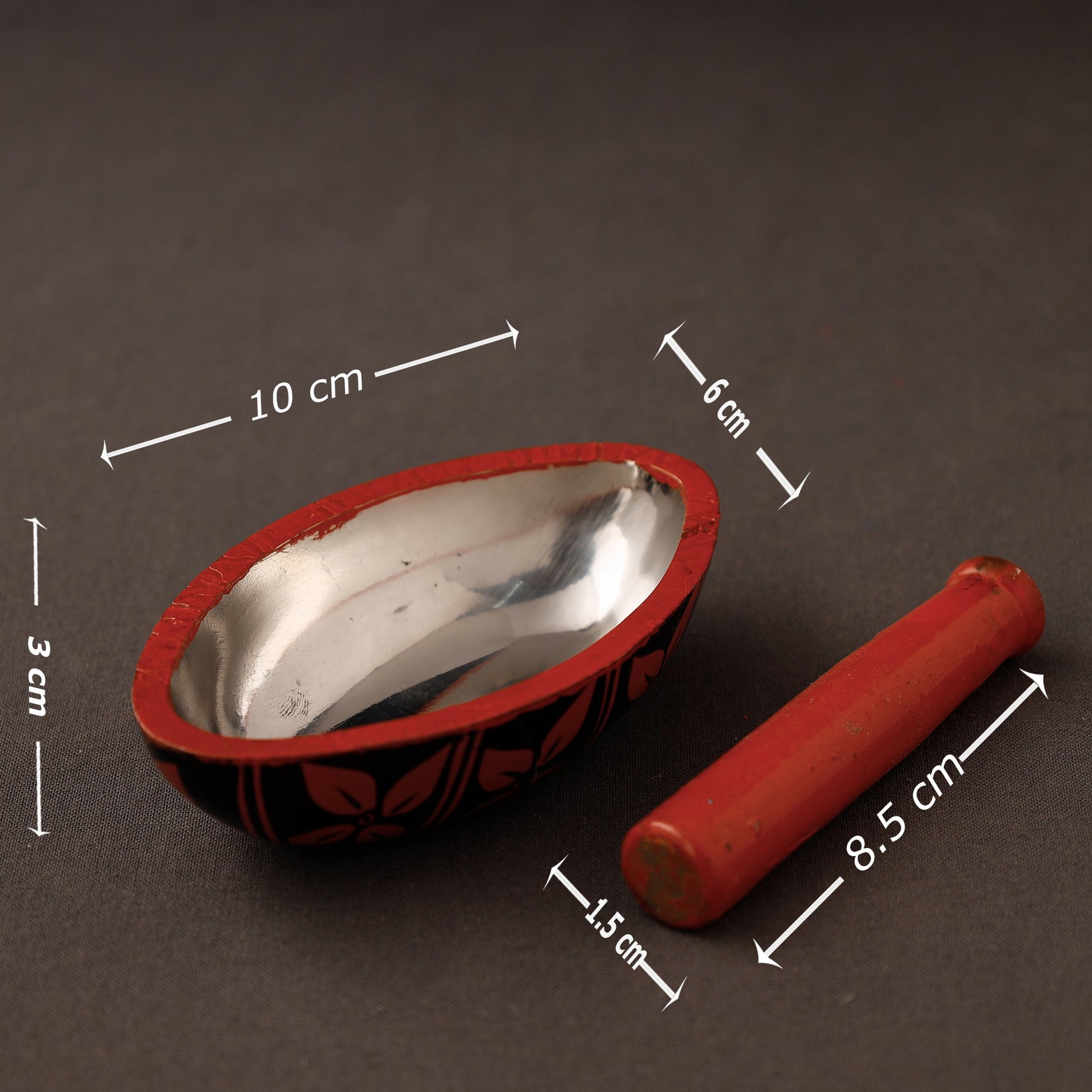 Bengal Patua Handpainted Mortar and Pestle Set 10