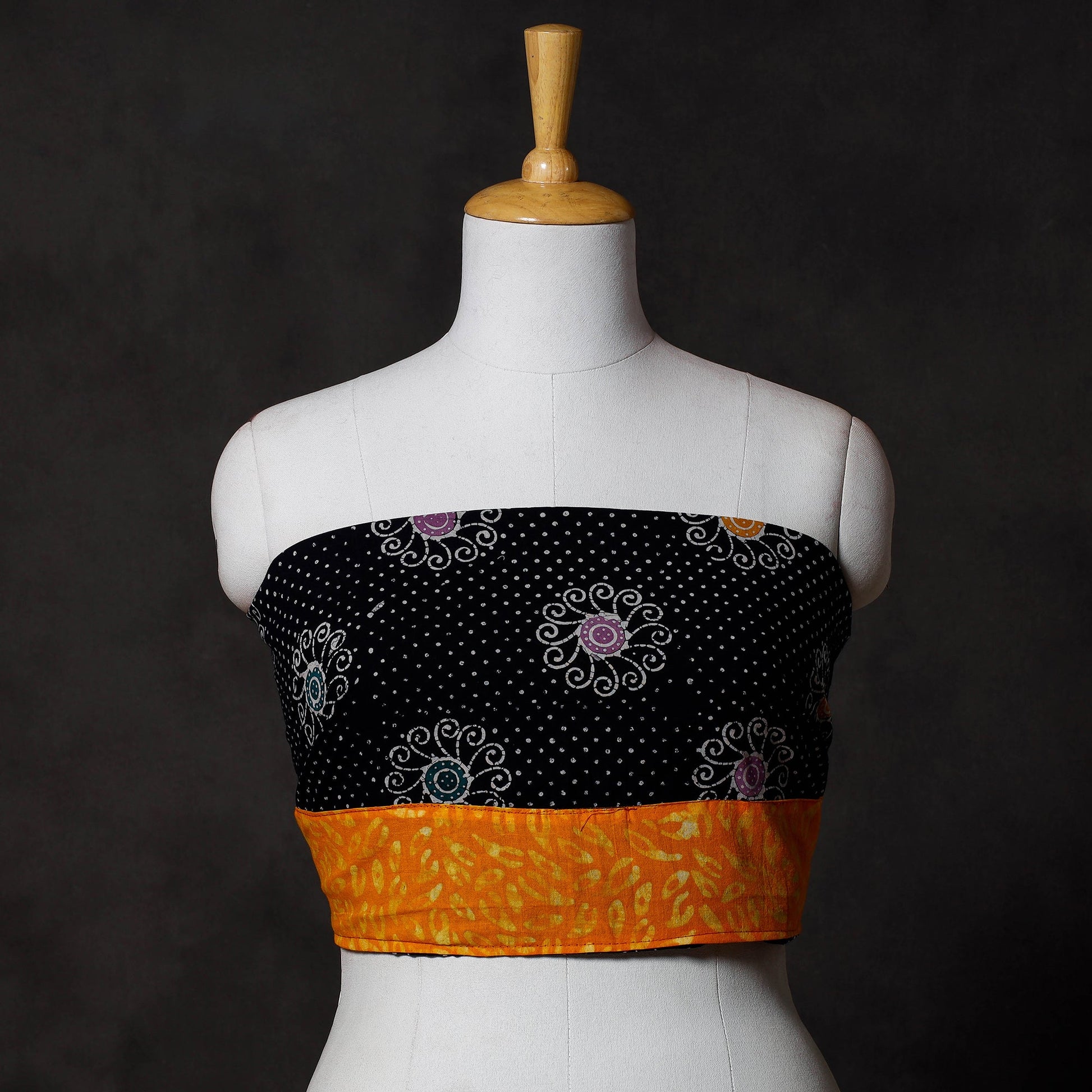 Black - Hand Batik Printed Cotton Blouse Piece
