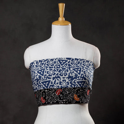 Blue - Hand Batik Printed Cotton Blouse Piece