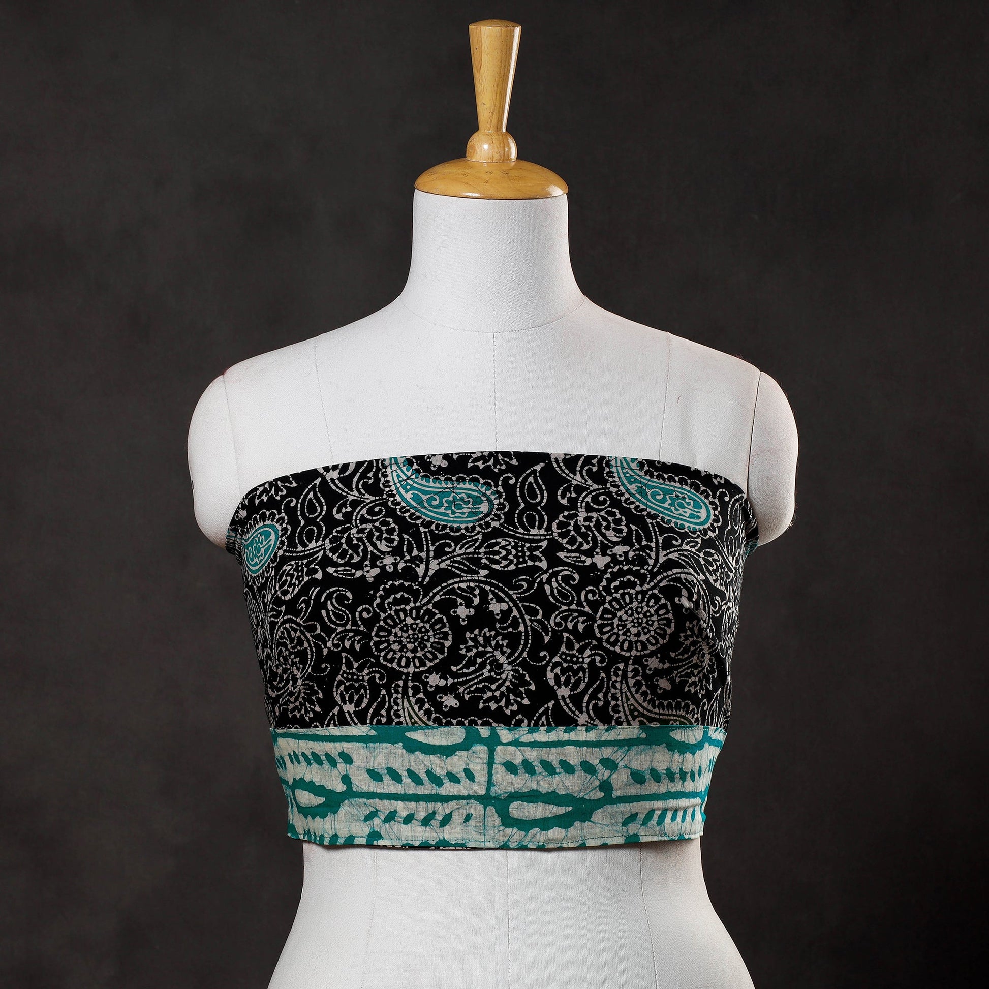 Black - Hand Batik Printed Cotton Blouse Piece