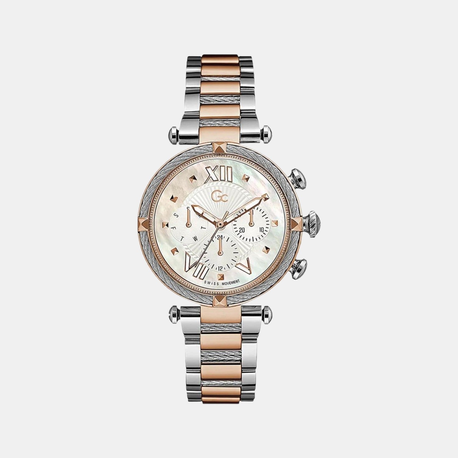 Cable Chic Women Quartz White Dial Chronograph Stainless Steel Watch Y16002L1MF