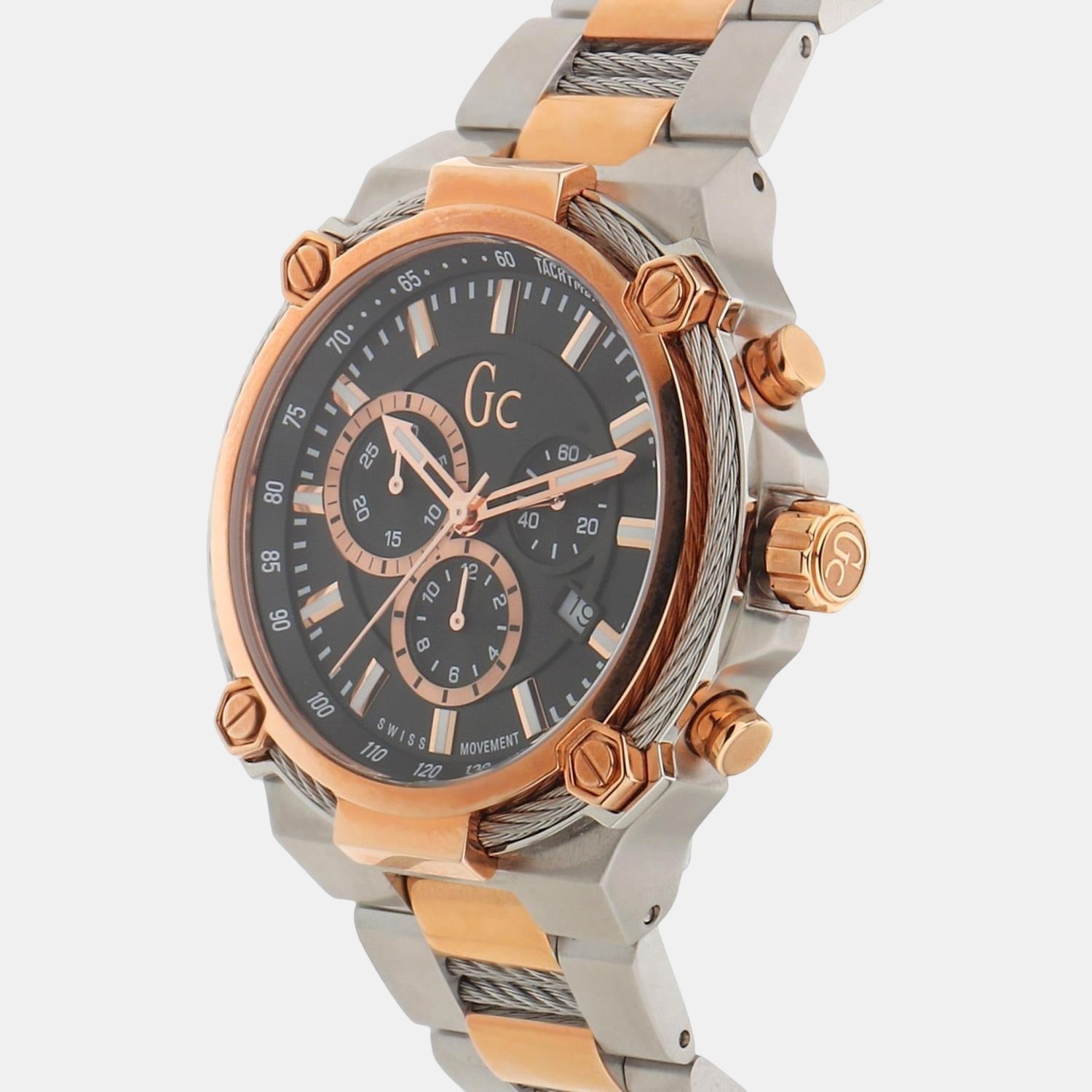 Cable Force Men Quartz Black Dial Chronograph Stainless Steel Watch Y24002G2MF