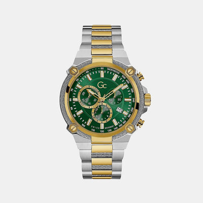 Cable Force Chrono Men Quartz Green Dial Chronograph Stainless Steel Watch Y24014G9MF