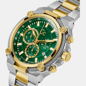 Cable Force Chrono Men Quartz Green Dial Chronograph Stainless Steel Watch Y24014G9MF
