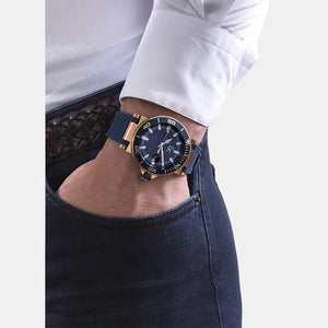 Gc Sportchic Men Quartz Blue Dial Analog Leather Watch Y36004G7