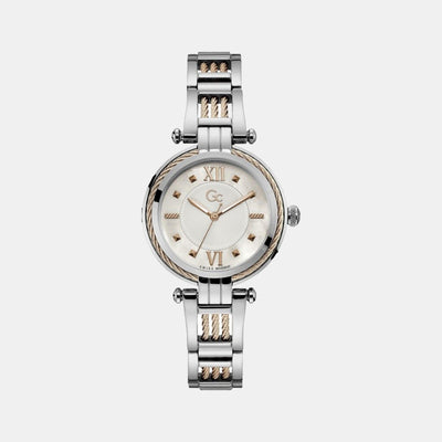 CableBijou Women Quartz White Dial Analog Stainless Steel Watch Y56003L1MF