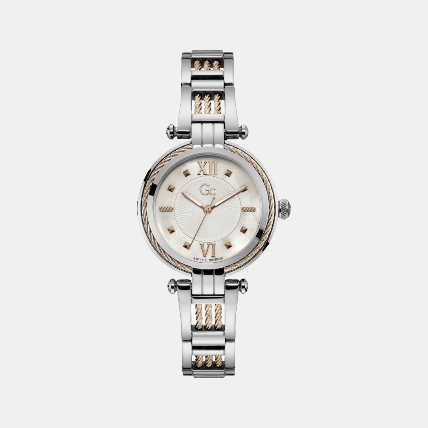 CableBijou Women Quartz White Dial Analog Stainless Steel Watch Y56003L1MF