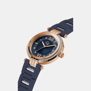 CableBijou Women Quartz Blue Dial Analog Silicone Watch Y56008L7MF