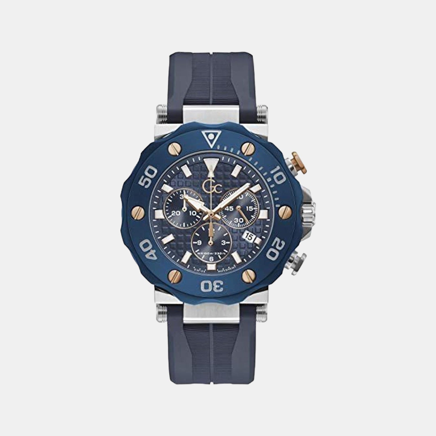 DiverCode Chrono Men Quartz Blue Dial Chronograph Silicone Watch Y63006G7MF