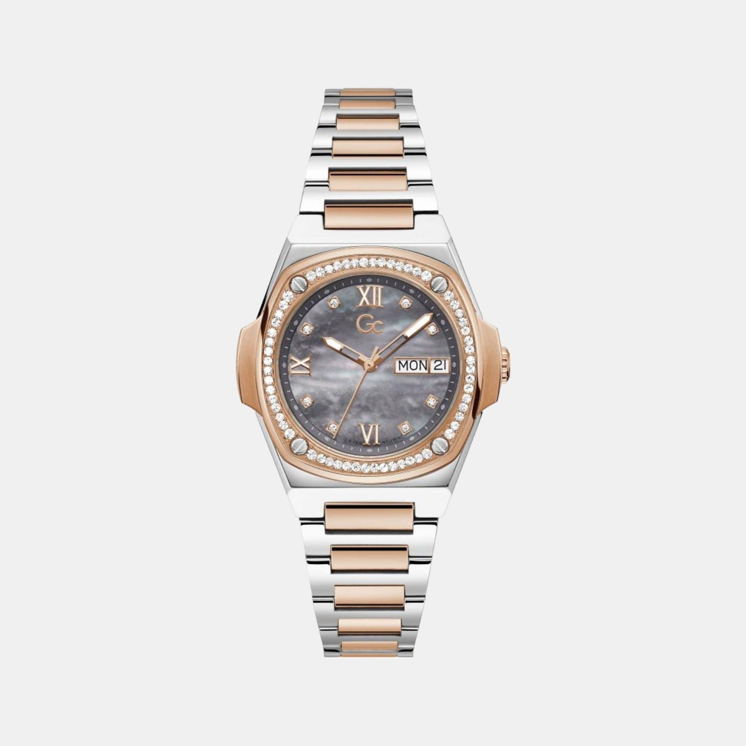 Coussin Shape Lady Women Quartz Grey Dial Analog Stainless Steel Watch Y98001L5MF