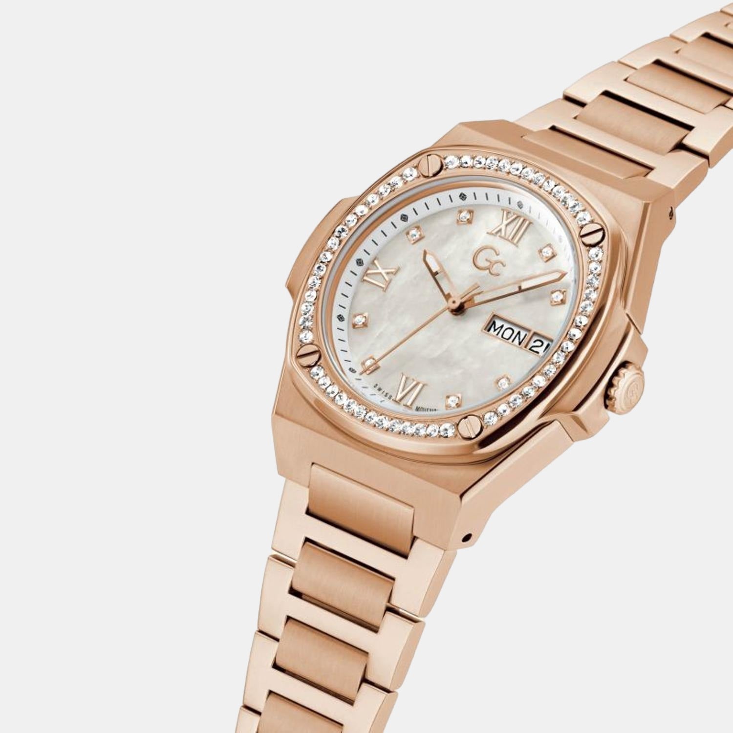Coussin Shape Lady Women Quartz White Dial Analog Stainless Steel Watch Y98002L1MF