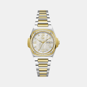Coussin Shape Lady Women Quartz White Dial Analog Stainless Steel Watch Y98008L1MF