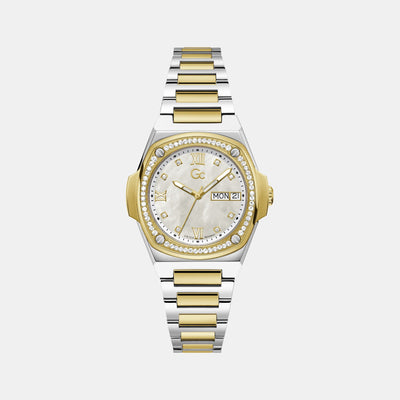 Coussin Shape Lady Women Quartz White Dial Analog Stainless Steel Watch Y98008L1MF