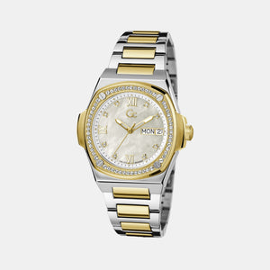 Coussin Shape Lady Women Quartz White Dial Analog Stainless Steel Watch Y98008L1MF