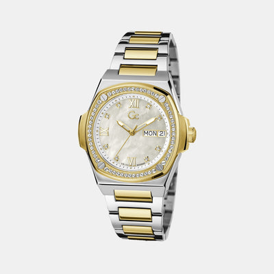 Coussin Shape Lady Women Quartz White Dial Analog Stainless Steel Watch Y98008L1MF
