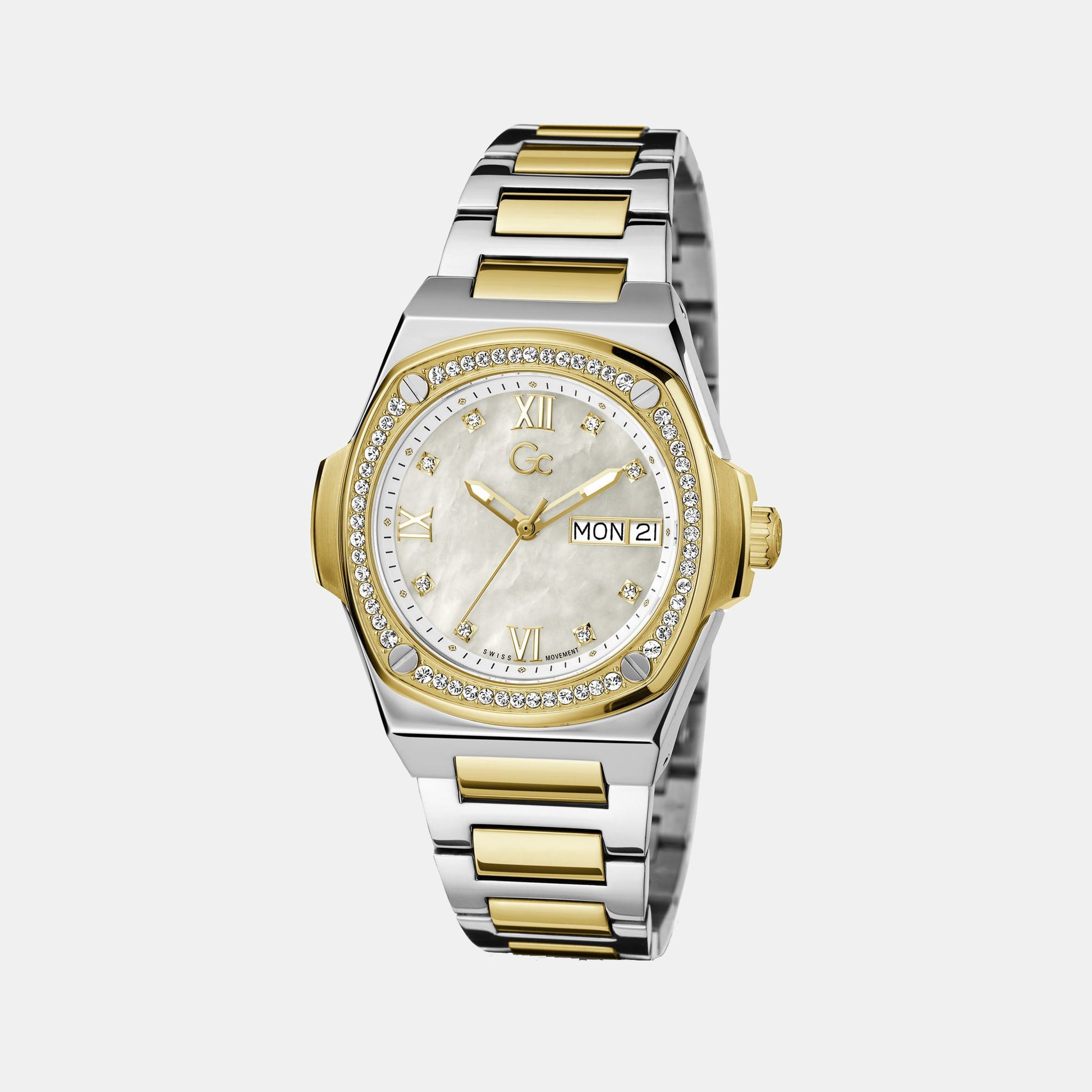 Coussin Shape Lady Women Quartz White Dial Analog Stainless Steel Watch Y98008L1MF