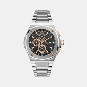 Coussin Shape Men Quartz Black Dial Chronograph Stainless Steel Watch Y99001G2MF