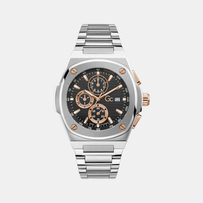 Coussin Shape Men Quartz Black Dial Chronograph Stainless Steel Watch Y99001G2MF