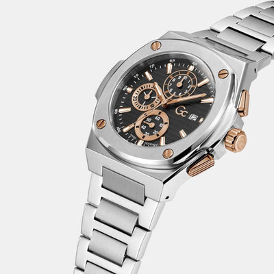 Coussin Shape Men Quartz Black Dial Chronograph Stainless Steel Watch Y99001G2MF