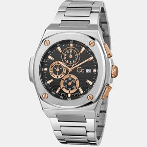 Coussin Shape Men Quartz Black Dial Chronograph Stainless Steel Watch Y99001G2MF
