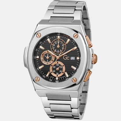 Coussin Shape Men Quartz Black Dial Chronograph Stainless Steel Watch Y99001G2MF