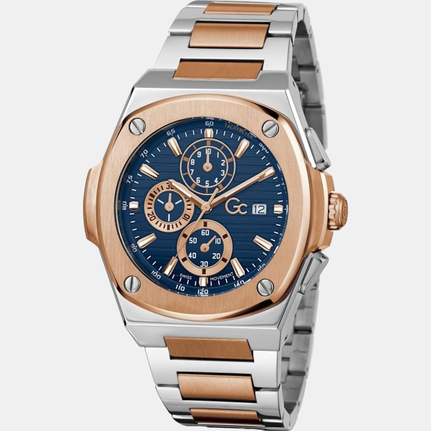 Coussin Shape Men Quartz Blue Dial Chronograph Stainless Steel Watch Y99002G7MF