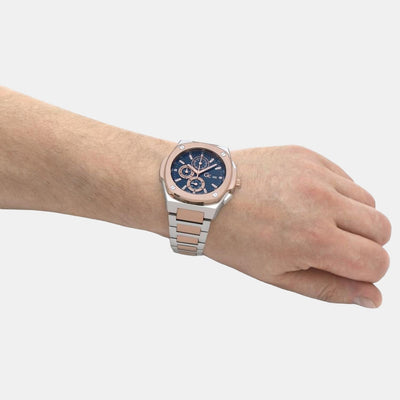 Coussin Shape Men Quartz Blue Dial Chronograph Stainless Steel Watch Y99002G7MF