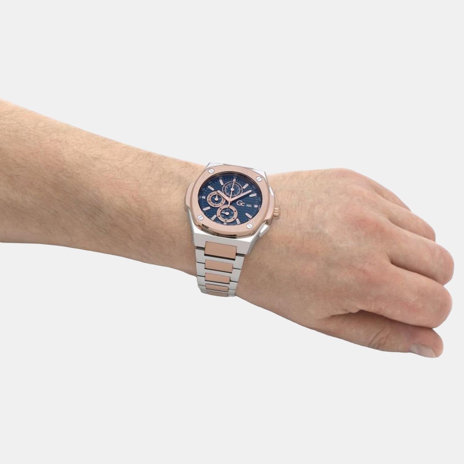 Coussin Shape Men Quartz Blue Dial Chronograph Stainless Steel Watch Y99002G7MF