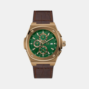 Coussin Shape Men Quartz Green Dial Chronograph Leather Watch Y99011G9MF