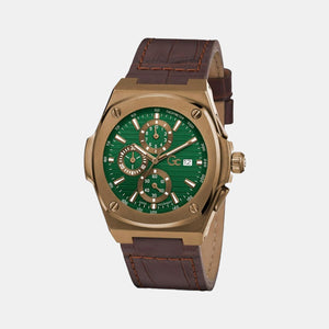 Coussin Shape Men Quartz Green Dial Chronograph Leather Watch Y99011G9MF