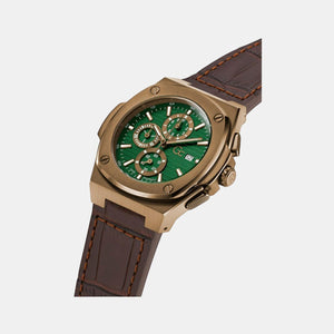Coussin Shape Men Quartz Green Dial Chronograph Leather Watch Y99011G9MF