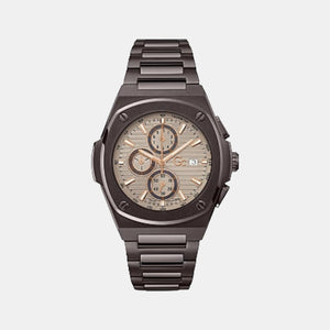 Coussin Shape Men Quartz Beige Dial Chronograph Stainless Steel Watch Y99013G1MF