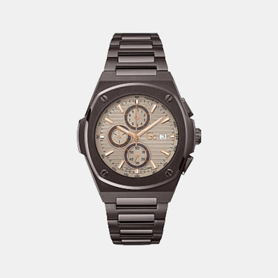 Coussin Shape Men Quartz Beige Dial Chronograph Stainless Steel Watch Y99013G1MF
