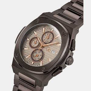 Coussin Shape Men Quartz Beige Dial Chronograph Stainless Steel Watch Y99013G1MF