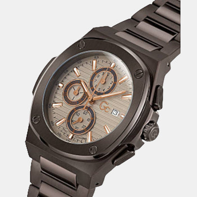 Coussin Shape Men Quartz Beige Dial Chronograph Stainless Steel Watch Y99013G1MF